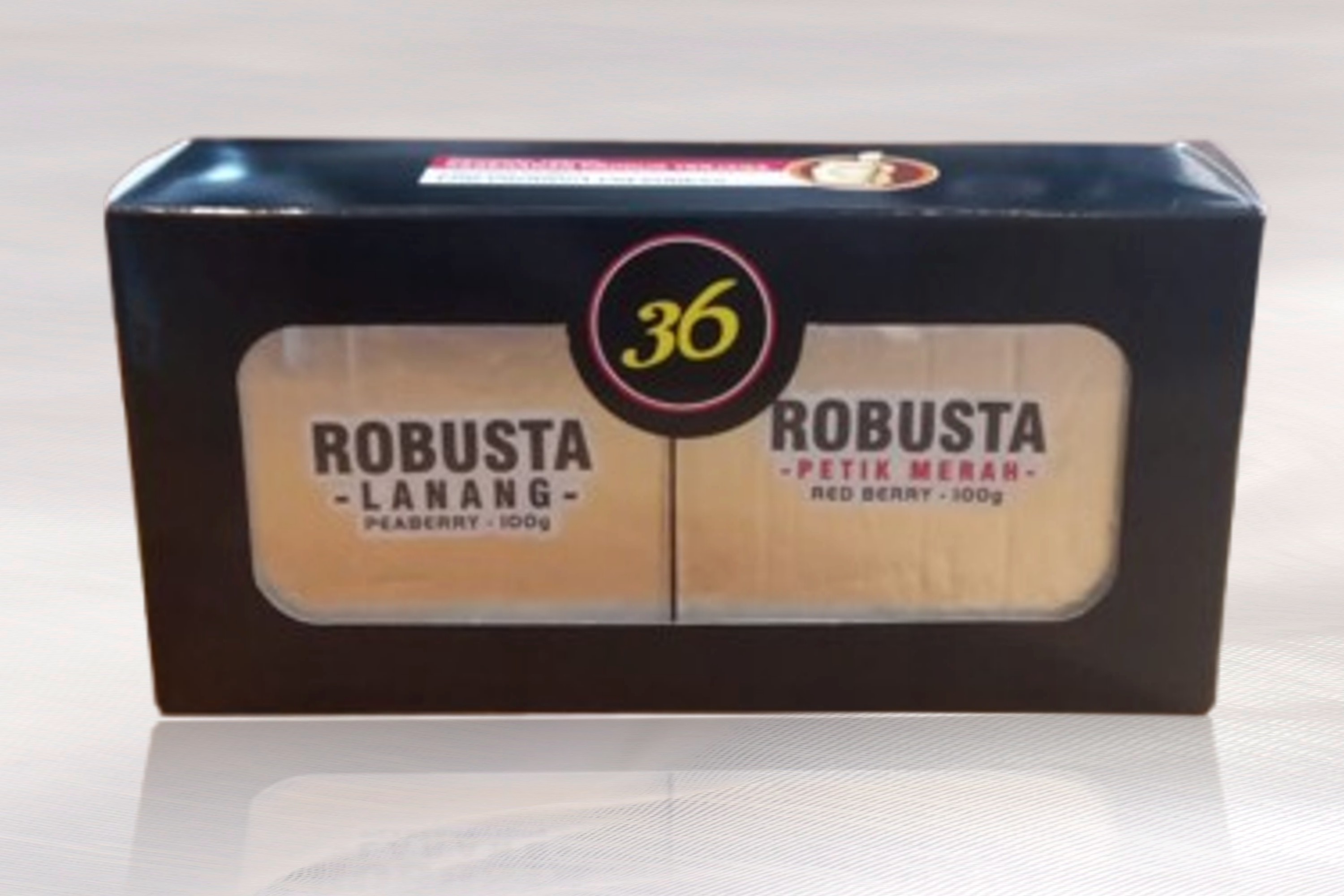 Robusta Petik Merah 100g + Lanang 100g (Bubuk) / Robusta Red Berry 100g + Peaberry 100g (Ground)